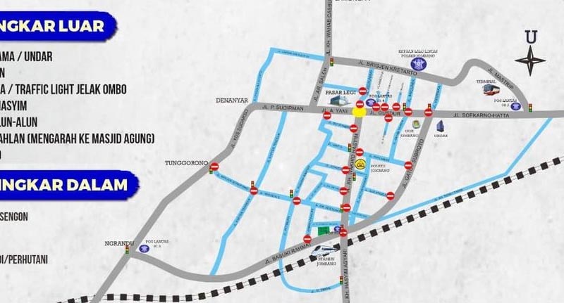 Penutupan Jalan Kota Jombang Malam Tahun Baru 2022